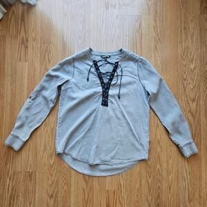 Y2K Express Charcoal Lace Up Shirt – Size Small